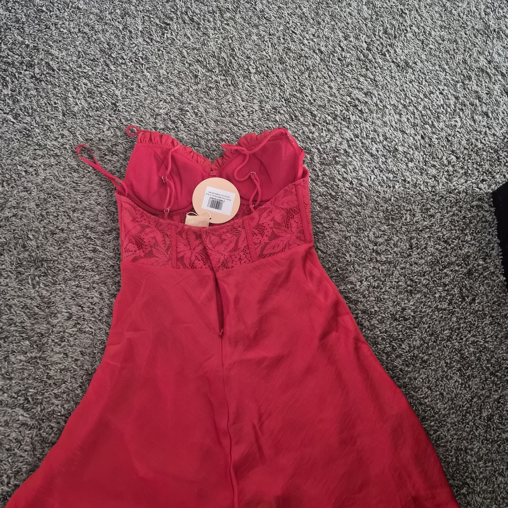 Elegant Red Lace Slip Dress